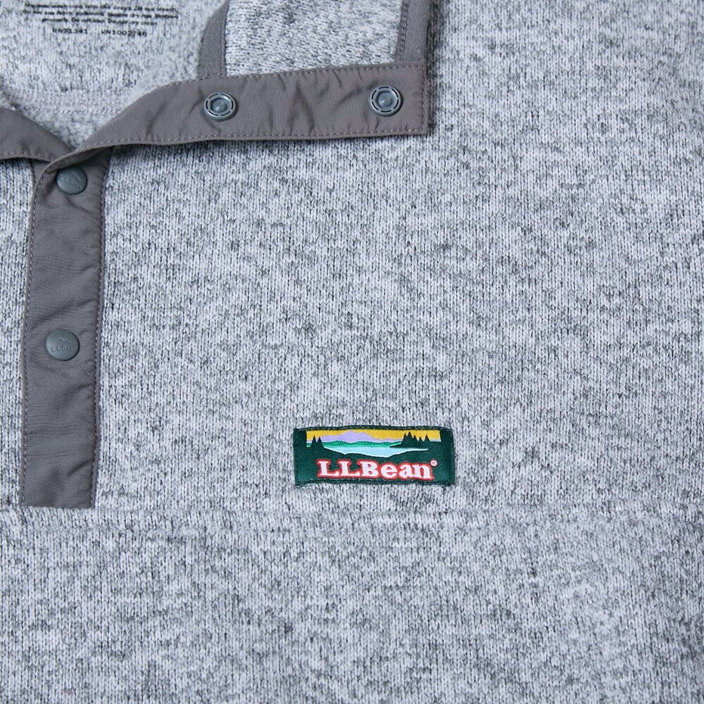 LL Bean 1/4 Snap Sweater Fleece Pullover Men's XXL Tall 2XLT Heather Gray Preppy - Picture 7 of 11